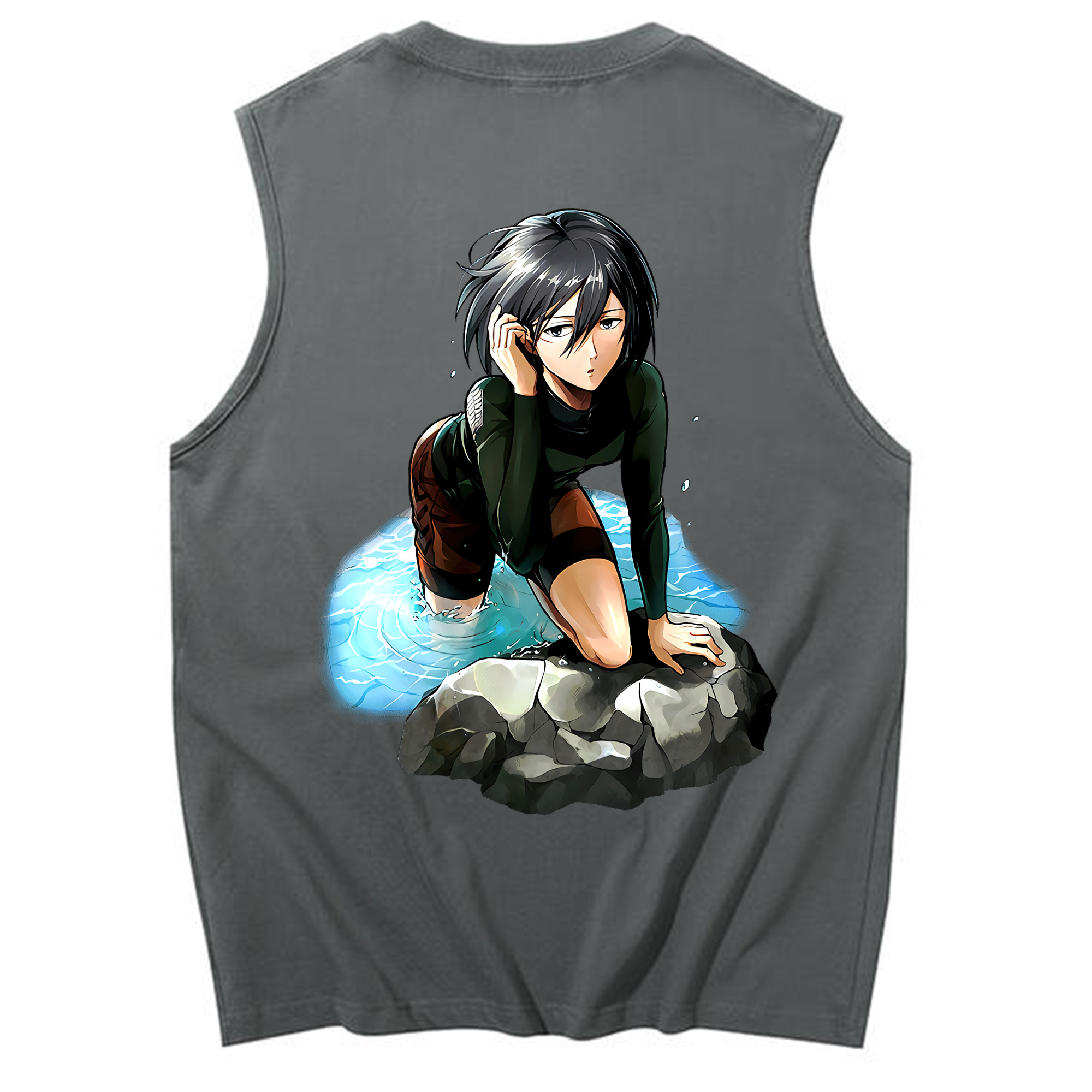 （画像用） 進撃の巨人 ミカサ·アッカーマン Attack on Titan Mikasa Ackerman コットン100％タンクトップ（背面プリント）